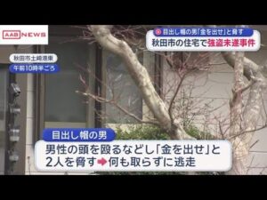 秋田市で強盗未遂事件　目出し帽の男が住宅に押し入り「金を出せ」と住人ら脅し何も取らずに逃走 (2026/03/01 19:27)