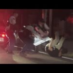 【独自】深夜に刃物男、確保の瞬間　銃刀法違反の疑いで３０代の男を現行犯逮捕　長崎市の城栄商店街近くの路上