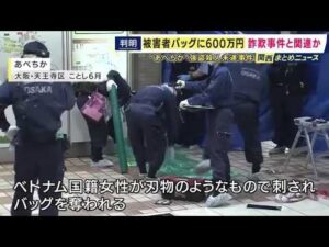 別の詐欺事件でだまし取られた金か　被害者のバッグに現金600万円　実行役含む4人を逮捕　あべちか・強盗殺人未遂事件