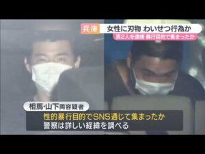 大阪の性的暴行事件で起訴の男２人　兵庫・西宮の事件に関与か　女性に刃物様のもの突き付け　わいせつ行為してけがさせた疑いで再逮捕