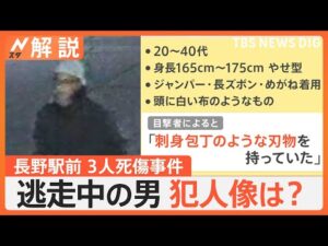 長野駅前3人死傷事件 犯人の男 刃物持ち逃走中、考えられる犯人像は？今後の捜査のポイント【Nスタ解説】｜TBS NEWS DIG