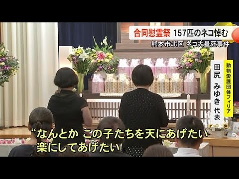熊本市北区ネコ大量死事件 合同慰霊祭157匹のネコ悼む【熊本】 (25/08/11 19:00)